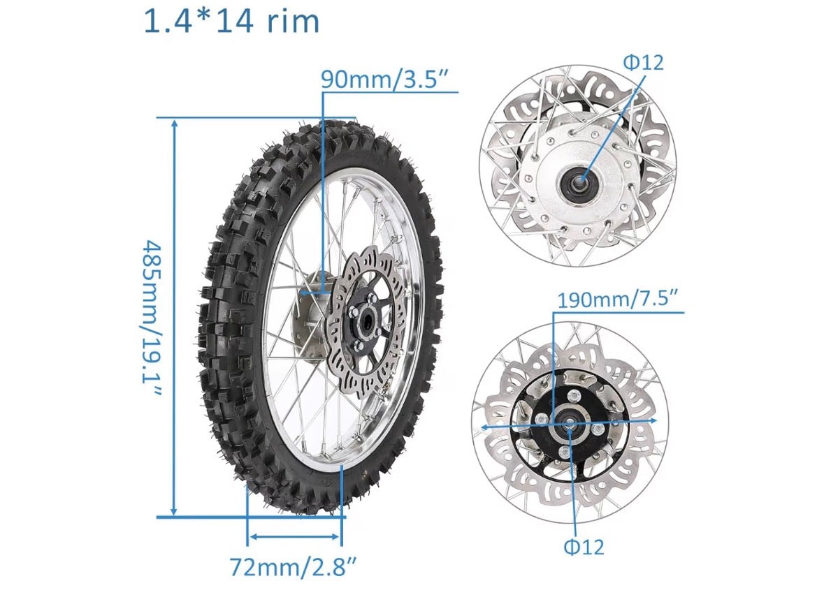 Chrome dirt wheel set 14”-12”