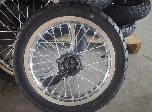 17/14” chrome supermoto wheel set