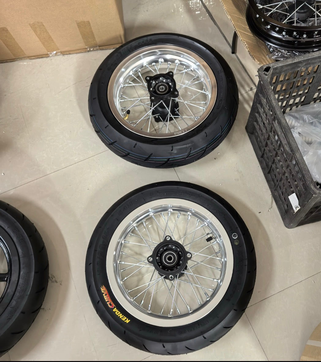 12 inch chrome spoked super motos