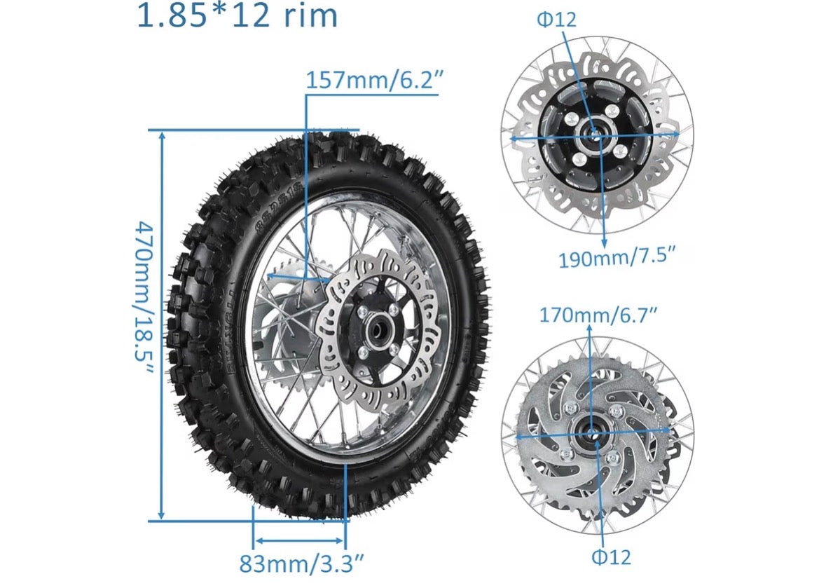 Chrome dirt wheel set 14”-12”
