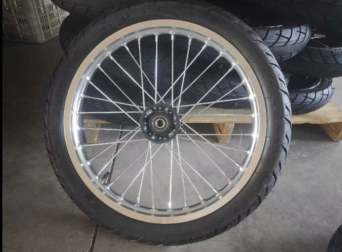 17/14” chrome supermoto wheel set